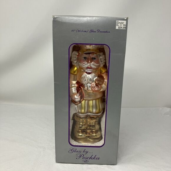 Vintage Hand Blown Glass Gold 10" Nutcracker by Peschka Christmas 1996 Figure - Picture 12 of 16